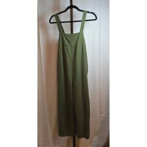 Uniqlo‎ Kids Olive Green Jumpsuit Overalls Size 11-12 Linen Blend Casual Pockets